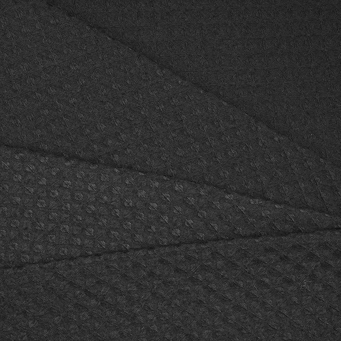 River Dream Black Fabric Shower Curtain Set, Cotton Blend, Waffle Weave, with Snap in Replacement Liner，54 x 80 inches