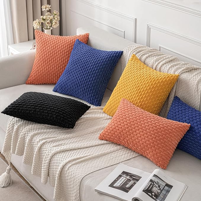 MIULEE Throw Pillow Covers Soft Corduroy Decorative Set of 2 Boho Striped Pillow Covers Pillowcases Farmhouse Home Decor for Couch Bed Sofa Living Room Spring 12x20 Inch Coral Red