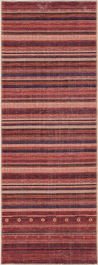 Keen Home Design 2x10 Rug - Machine Washable Runner with Non-Slip Backing, Ideal for Hallway, Entryway, Kitchen, Laundry Room - Vintage, Easy Clean, Durable, Low Pile Rug - (2'6" x 10')