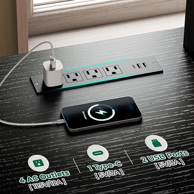 Huuger TV Stand for 65 70 Inch TV, Entertainment Center with Power Outlets and LED Lights, TV Console for Living Room, Media Console with Drawers and Shelves, Black