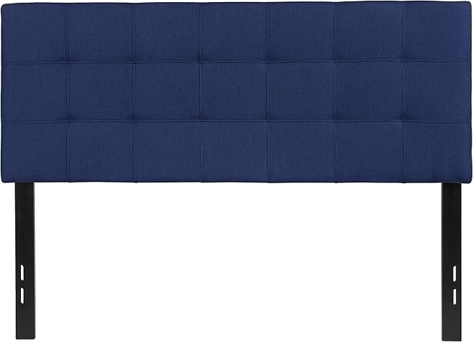 EMMA + OLIVER Quilted Tufted Upholstered Full Size Headboard in Navy Fabric