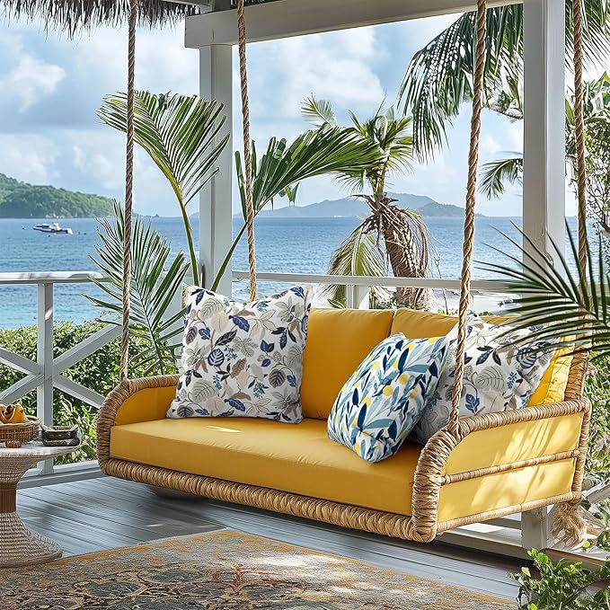 Outdoor Throw Pillow Covers 18”x18”, Decorative Pillow Covers for Patio Furniture, Modern Cushion Cases for Garden Couch Home Sofa Bed Office Chair, Pack of 2, Leaves Multi