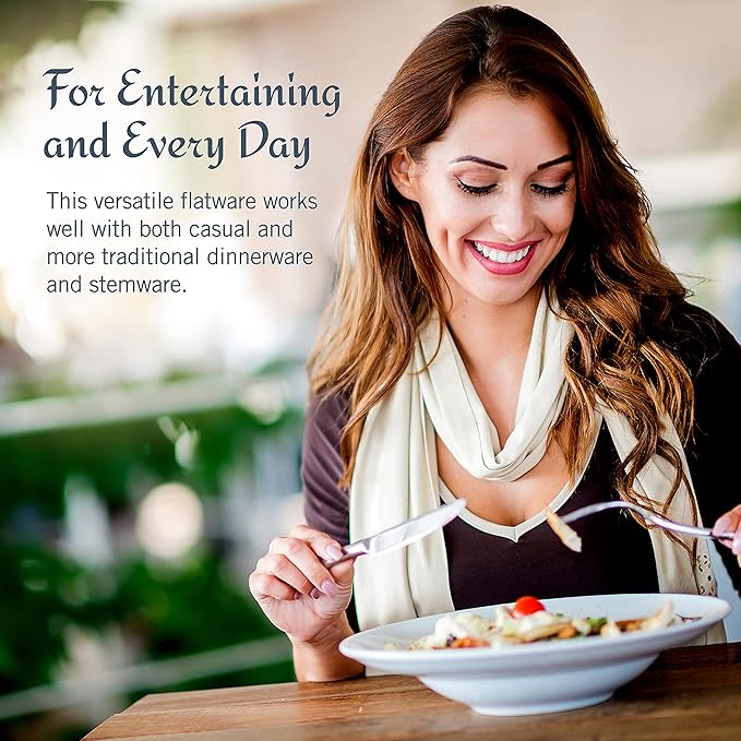 Mikasa, Oliver Gleam Flatware Service for 12, 65 Piece Set, 18/10 Stainless Steel, Silverware Set with Serving Utensils