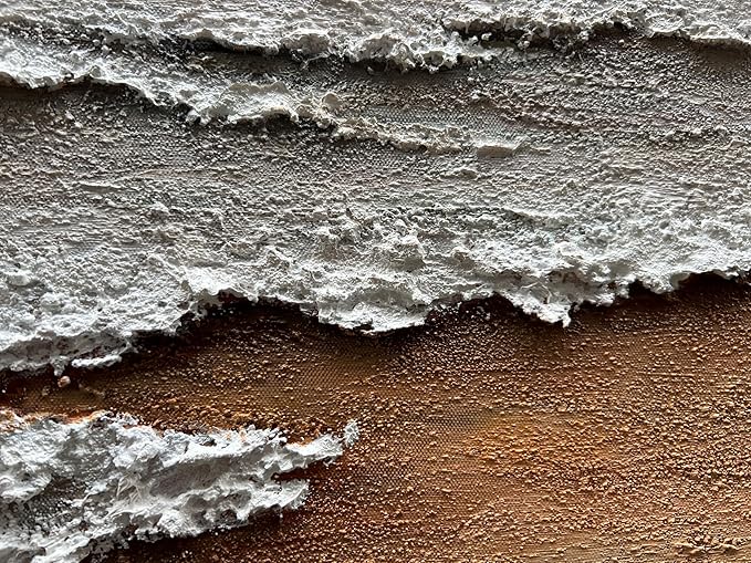 Art Hand-Painted Yellow and White Ocean Beach Landscape Oil Painting Modern Abstract Canvas Art Home Wall Decoration 24x48 inches