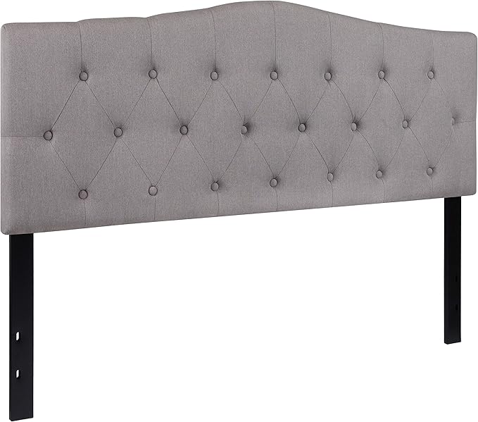 Flash Furniture Cambridge Tufted Upholstered Queen Size Headboard in Light Gray Fabric