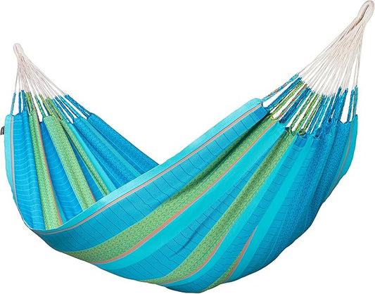 LA SIESTA Flora Hammock, Transform Your Backyard, Patio, or Porch into a Relaxation Oasis, Ultra Soft Cotton Hammock, Max 440 Lbs, Family Hammock, King, Curaçao