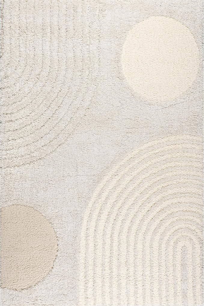 nuLOOM Gloria Abstract Shag Area Rug, Oval 4x6, Beige