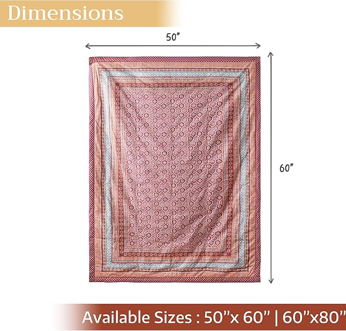 Maison d' Hermine Throw Blanket for Couch Lightweight Soft Warm Breathable Cotton Throw Blankets for Bed Girls Boys Women Men Gifts Sofa Travel Living Room Chair Bedding (60"x80", Fair Isle)