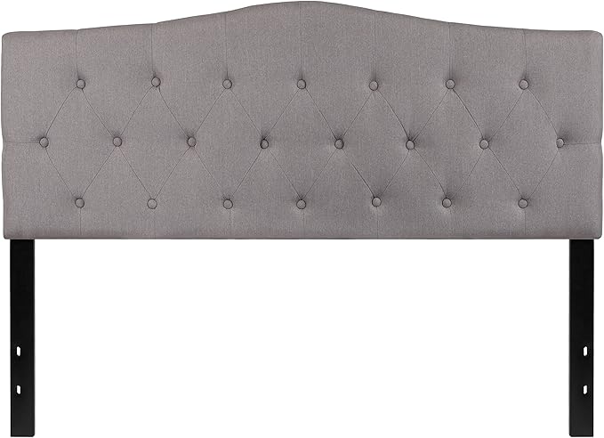 Flash Furniture Cambridge Tufted Upholstered Queen Size Headboard in Light Gray Fabric