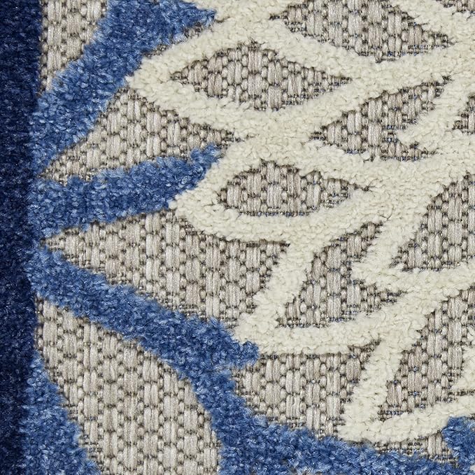 Nourison Aloha Indoor/Outdoor Blue/Multicolor 2' x 6' Area Rug, Tropical, Botanical, Easy Cleaning, Non Shedding, Bed Room, Living Room, Dining Room, Deck, Backyard, Patio (2x6)