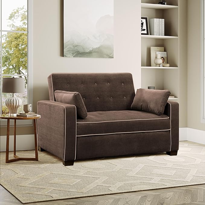 Serta Ainsley Loveseat with Pull Out Sleeper Microfiber Java Full