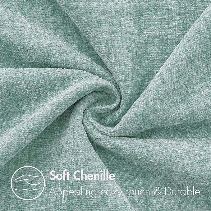 MIULEE Pack of 2 Couch Throw Pillow Covers 18x18 Inch Soft Aqua Green Chenille Pillow Covers for Sofa Living Room Solid Dyed Pillow Cases