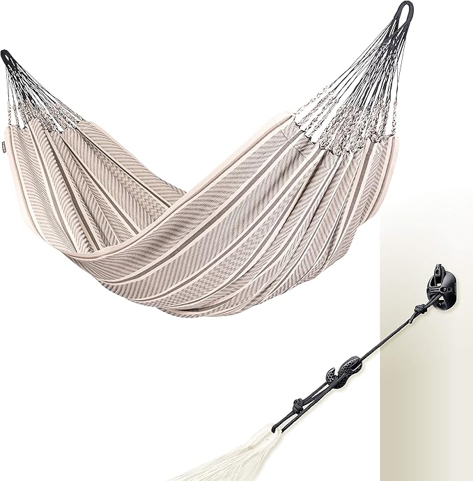 LA SIESTA Flora Classic Cotton Hammock CasaMount, Indoor Outdoor Extra Large 2 Person Double Hammock - King, Zebra