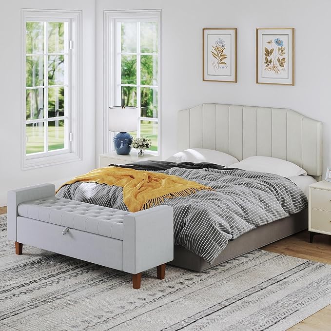 King Size Headboard Only, Velvet Upholstered Headboard King/California King Size Wall Mount and Bed Frame Mount, Featuring High-Density Sponge Padding Easy Assembly Comfort Style-Cream