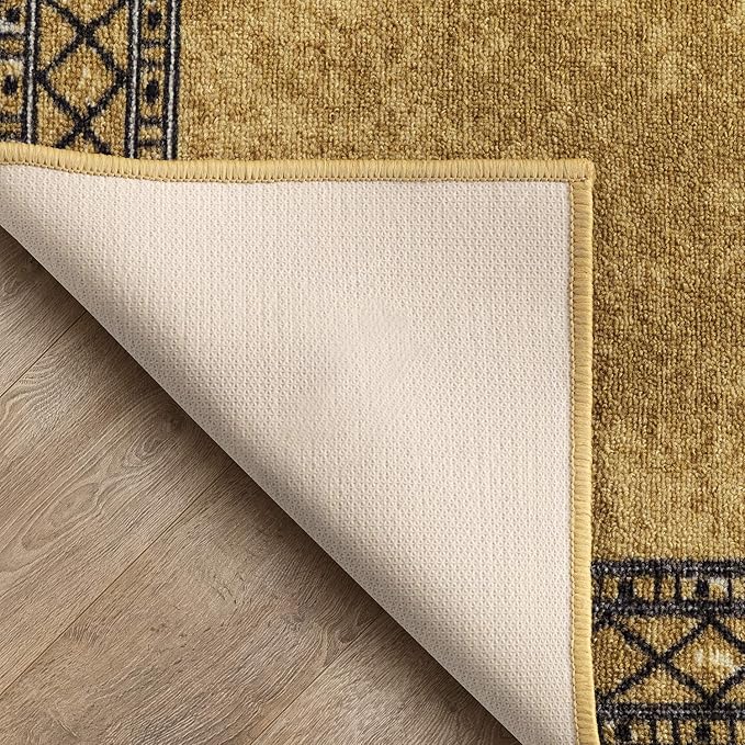 Antep Rugs Alfombras Modern Bordered 2x4 Non-Skid (Non-Slip) Low Profile Pile Rubber Backing Kitchen Area Rugs (Brown, 2'3" x 4')