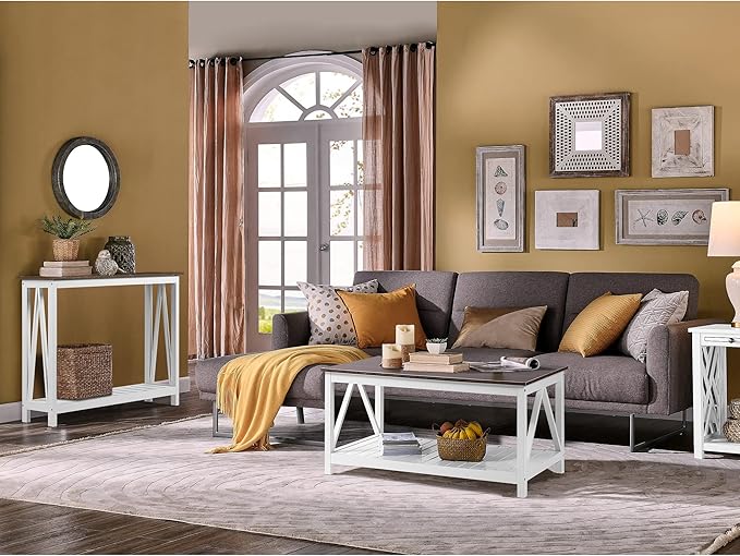 ChooChoo Farmhouse Console Table, Rustic Vintage Narrow Sofa Table for Entryway, Living Room, Hallway, 40 White