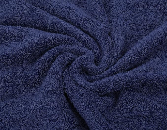 American Soft Linen Luxury 6 Piece Towel Set, 2 Bath Towels 2 Hand Towel 2 Washcloths, 600 GSM 100% Cotton Turkish Towels for Bathroom, Navy Blue Towel Sets
