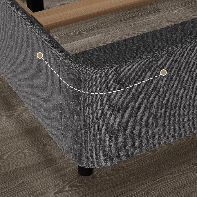 HOMBCK Queen Bed Frame Upholstered Boucle Bed Frame with Headboard/Thickened Footboard/Rounded Corners/No Box Spring Needed/Easy Assembly, Grey