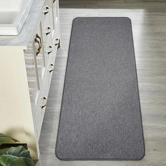 Bath Mat,Ultra Thin Bathroom Runner Rugs,Large Bath Mats for Bathroom,Quick Dry,Non-Slip,Machine Washable,Low Pile,Bath Rug,Shower Outside,Sink,Home Decor Accessories.Dark Grey,1'9"x3'11"（21x47inch）