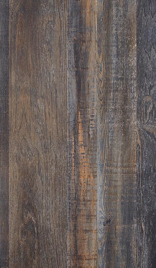 Signature Design by Ashley Drystan Rustic Full Panel Bed, Sconce LED Lights, USB Ports and Nailheads, Foundation or Box Spring Needed, Dark Brown & Gray