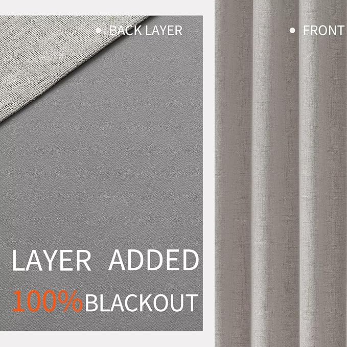 Joydeco Greyish White Blackout Room Divider Curtains, Extra Wide Sliding Door Drapes Living Room Curtains, 1 Panel 100W x 84L Inch Patio Door Drapes for Room Privacy