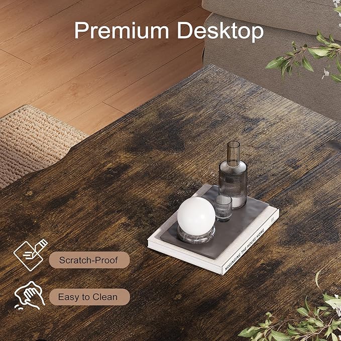 Lift Top Coffee Table with Storage and Sliding Door, 4 in 1 Multi-Function Convertible Tea Table with Hidden Compartment, Farmhouse Center Table with Wood Lift Tabletop for Living Room Brown