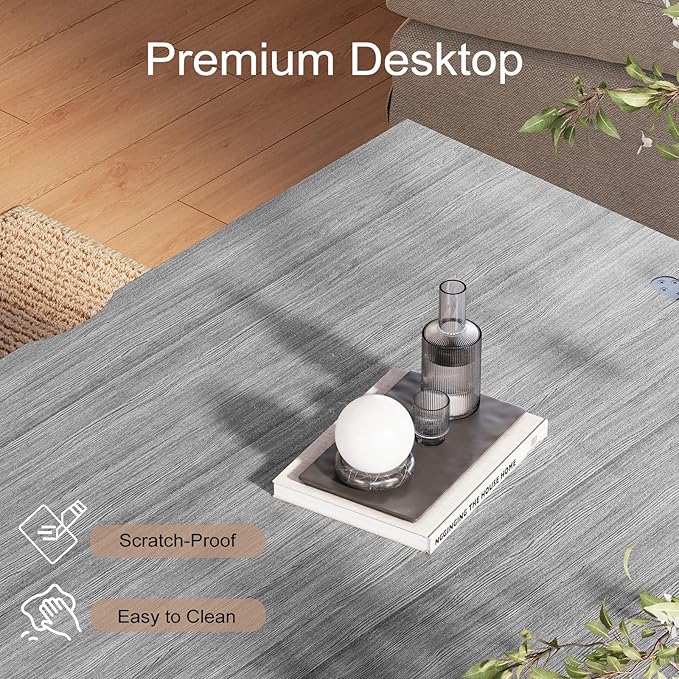 Lift Top Coffee Table with Storage and Sliding Door, 4 in 1 Multi-Function Convertible Tea Table with Hidden Compartment, Farmhouse Center Table with Wood Lift Tabletop for Living Room, Grey