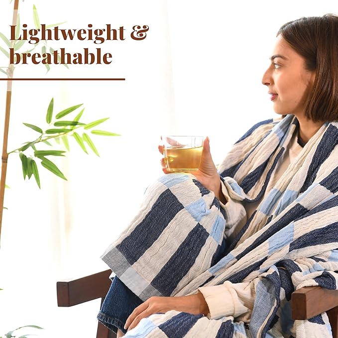 Folkulture Throw Blanket for Couch 50" x 60", 100% Recycled Cotton Couch Blanket and Throws for Chair, Boho Throws Blankets for Bed or Bed Throws for Sofa, Lightweight Throws