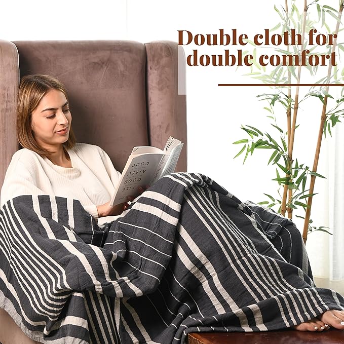 Folkulture Throw Blanket for Couch 50" x 60", 100% Recycled Cotton Couch Blanket and Throws for Chair, Soft Throw Blanket for Bed or Bed Throws for Sofa, Boho Throw Blankets
