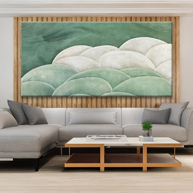 Tsomzxng Large Abstract Wall Art For Living Room Canvas Art Wall Decor Irregular Shapes Green Wall Art Painting Abstract Art Prints Bedroom Office Home Wall Decor 29×58 In