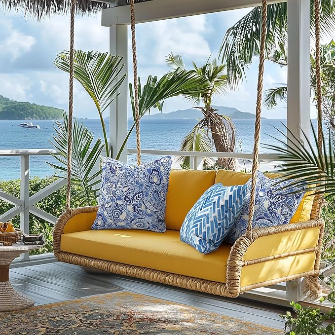 Outdoor Throw Pillow Covers 18”x18”, Decorative Pillow Covers for Patio Furniture, Modern Cushion Cases for Garden Couch Home Sofa Bed Office Chair, Pack of 2,Floral Bluish Violet