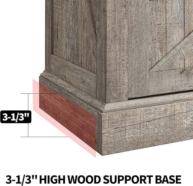 OKD Farmhouse TV Stand for 65+ Inch TV, 33" Tall Highboy Entertainment Center w/Sliding Barn Door, Rustic Media Console w/Storage Shelves, Wood Television Stand for Living Room, Light Rustic Oak