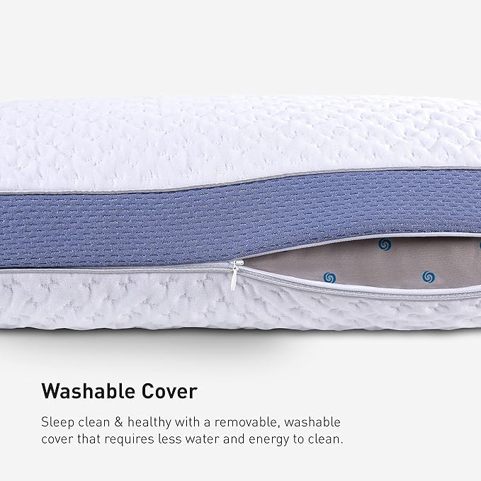 Bedgear Balance Cuddle Curve Performance Pillow - Size 1.0 - Moisture-Wicking Pillow for Side Sleepers - Medium Firmness Bed Pillow- Hypoallergenic, Washable Removable Cover - 20" W x 26" L x 5.25" H