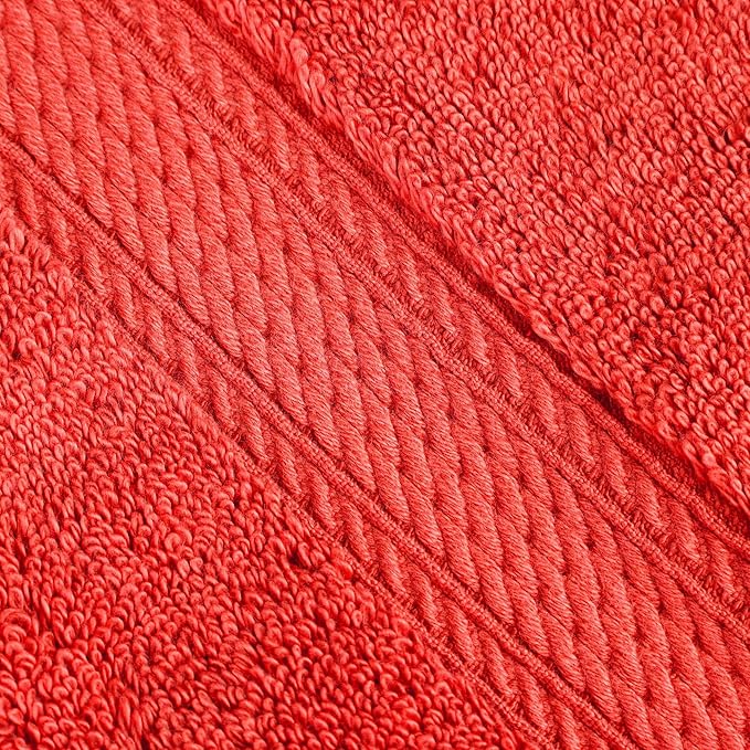 SUPERIOR Egyptian Cotton Pile Bath Towel Set of 4, Ultra Soft Luxury Towels, Thick Plush Essentials, Absorbent Heavyweight, Guest Bath, Hotel, Spa, Home Bathroom, Shower Basics, Coral