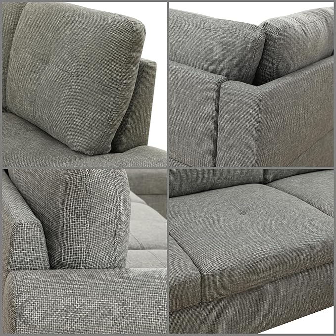 L Shaped Couch, Modular Sectional Sofa with Chaise, Modern Modular Sofas Furniture Sofa Couches for Living Room/Apartment/Office/Bedroom, Grey