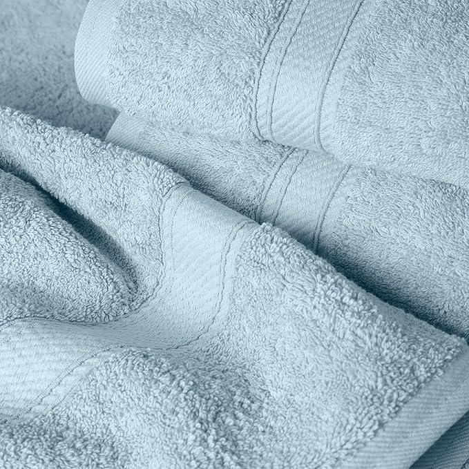 Superior Egyptian Cotton Pile 6 Piece Towel Set, Includes 2 Bath, 2 Hand, 2 Face Towels/Washcloths, Ultra Soft Luxury Towels, Thick Plush Essentials, Guest Bath, Spa, Hotel Bathroom, Light Blue