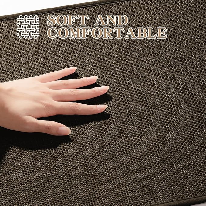 chakme Bathroom Rugs Mat 59x17, Ultra Thin Non Slip Bath Rug Runner Quick Dry Absorbent Bath Mat for Bathroom, (Brown, 59"x17")