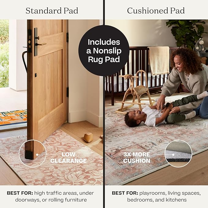 RUGGABLE x Jonathan Adler Machine Washable Modern Area Rug – Inkdrop Camel & Ivory 8x10, Stain-Resistant, Non-Slip – Large Rugs for Living Room, Bedroom, Hallway, Entryway & Office–with Standard Pad