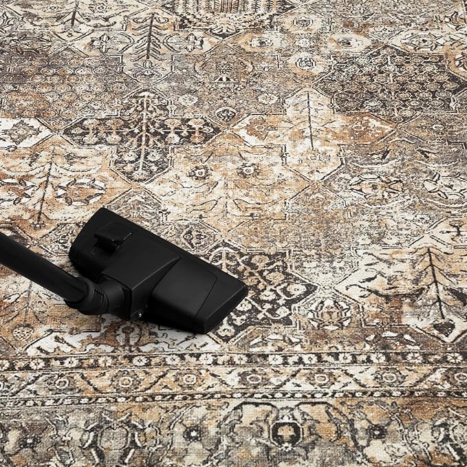 Keen Home Design 5x7 Rug - Machine Washable Area Rug with Non-Slip Backing, Ideal for Living Room, Dining Room, Bedroom - Vintage, Easy Clean, Durable, Low Pile Rug - (5' x 7')