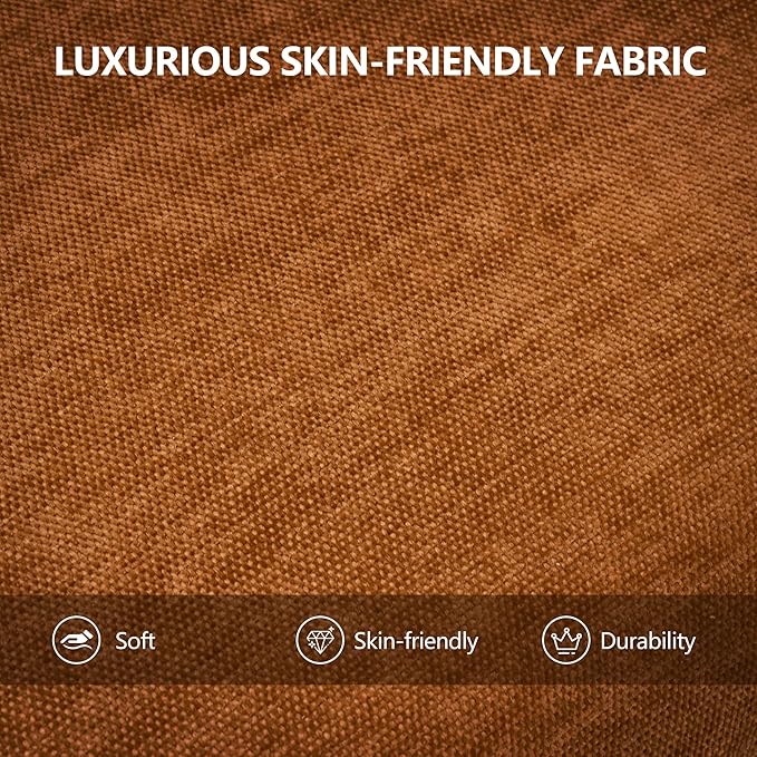 Swivel Modern Accent Chair,Luxury Fabric Upholstered Makeup Chair Comfy Barrel Chair with No Wheels,360°Rotating Vanity Armchair for Living Room Bedroom Office (Orange,Set of 2)