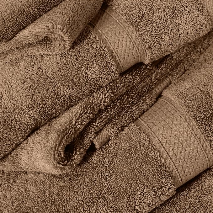 Superior Egyptian Cotton Pile 6 Piece Towel Set, Includes 2 Bath, 2 Hand, 2 Face Towels/Washcloths, Ultra Soft Luxury Towels, Thick Plush Essentials, Guest Bath, Spa, Hotel Bathroom, Latte