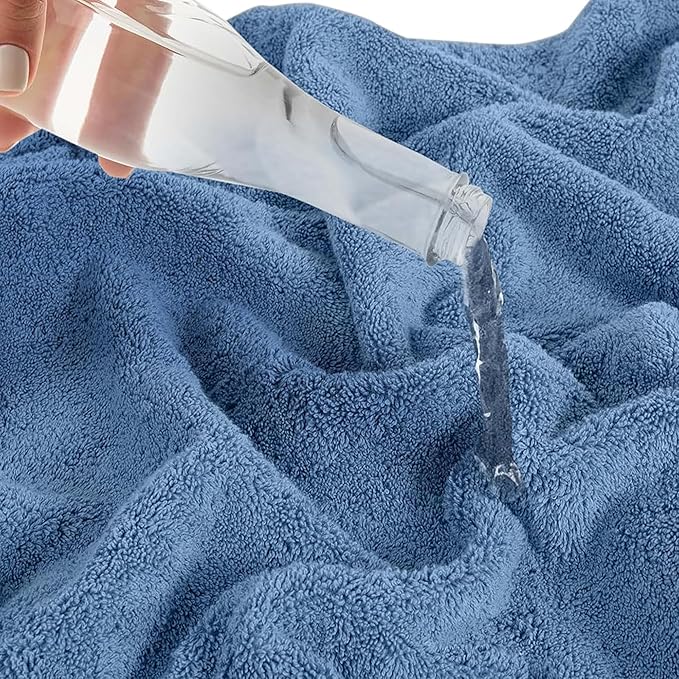 SALBAKOS 100% Turkish Cotton Hand Towel Set of 6 16x30 inch | Heirloom Quality | Hotel & Spa Collection | Ultra Soft, Super Absorbent, Long Lasting Hand Towels | Made in Turkey (Blue, 6 Hand Towels)