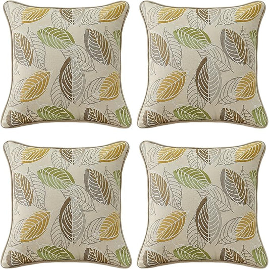 Outdoor Sunbrella Decorative Pillows Pack of 4, 16" x 16" Outdoor Pillow Set for Couch Bed Throw Patio Sofa, Momento Spring