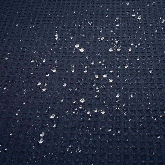 River Dream Stall Heavyweight No Hooks Required Dotted Waffle Weave Shower Curtain with Snap in Liner - 36W x 74H,Hotel Grade,Spa Like Bath Curtain,Navy