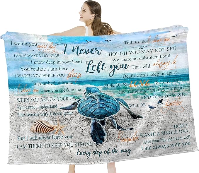 Sea Turtle Ocean Throw Blanket - Memorial Gift for Loss of Loved One - Soft, Warm, Cozy Fleece Blanket for Couch, Sofa, Bed - 60"x50"