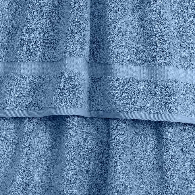 SALBAKOS 100% Turkish Cotton Extra Large Bath Sheet Set of 2 35x70 inch | Heirloom Quality | Hotel & Spa Collection | Ultra Soft, Absorbent Oversize Bath Towels | Made in Turkey (Blue, 2 Bath Sheets)