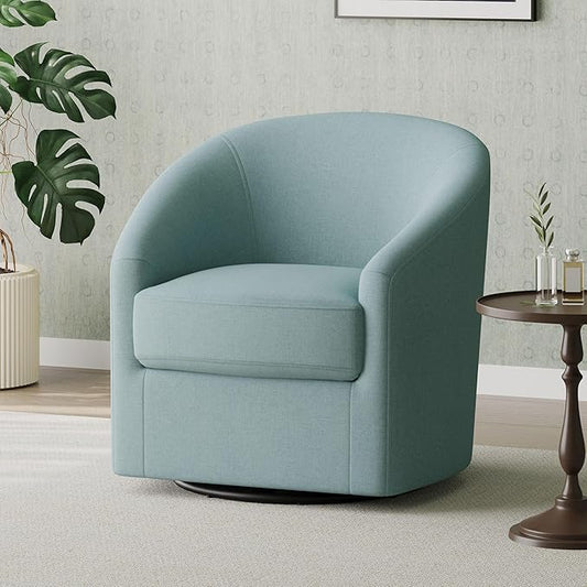Christopher Knight Home Fabric Swivel Gliding Chair,Swivel Accent Barrel Chair,Comfy Bedroom Chair,Upholstered Barrel Chair for Living Room,Light Blue
