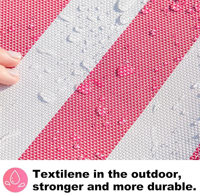 Waterproof Double Hammock with Stand for Outside Heavy Duty, 2 Person 55'' Large Quick Dry Textilene Hammocks with Hardwood Spreader Bar, Pillow, Side Pocket, 475lbs Capacity (Pink & White)