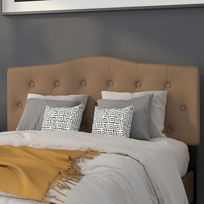 Flash Furniture Cambridge Tufted Upholstered Full Size Headboard in Dark Brown Fabric