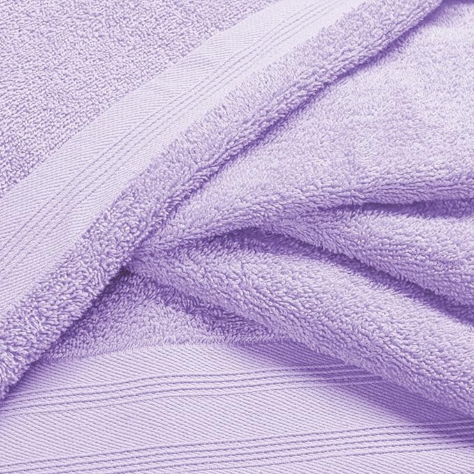 Ultra Soft 6 Pack Cotton Towel Set, Contains 2 Bath Towels 28x55 inch, 2 Hand Towels 16x24 inch & 2 Wash Coths 12x12 inch, Ideal Everyday use, Compact & Lightweight - Purple